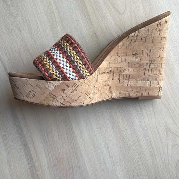 VERONICA BEARD NWOT Womens Sz 9.5 Dali Multi Woven Cork Wedge Sandals Brown - Picture 15 of 16
